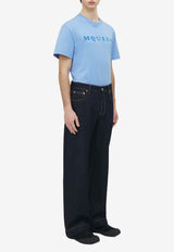 Alexander McQueen Logo Patch Wide-Leg Jeans Indigo 839142QYAAB 4244