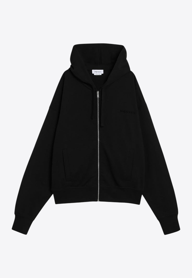 Alexander McQueen Logo Zip-Up Hooded Sweatshirt Black 839217QTADU/R_ALEXQ-0548