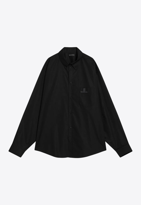 Balenciaga Nano BB Logo Buttoned Shirt  Black 839219TRM28/R_BALEN-1000