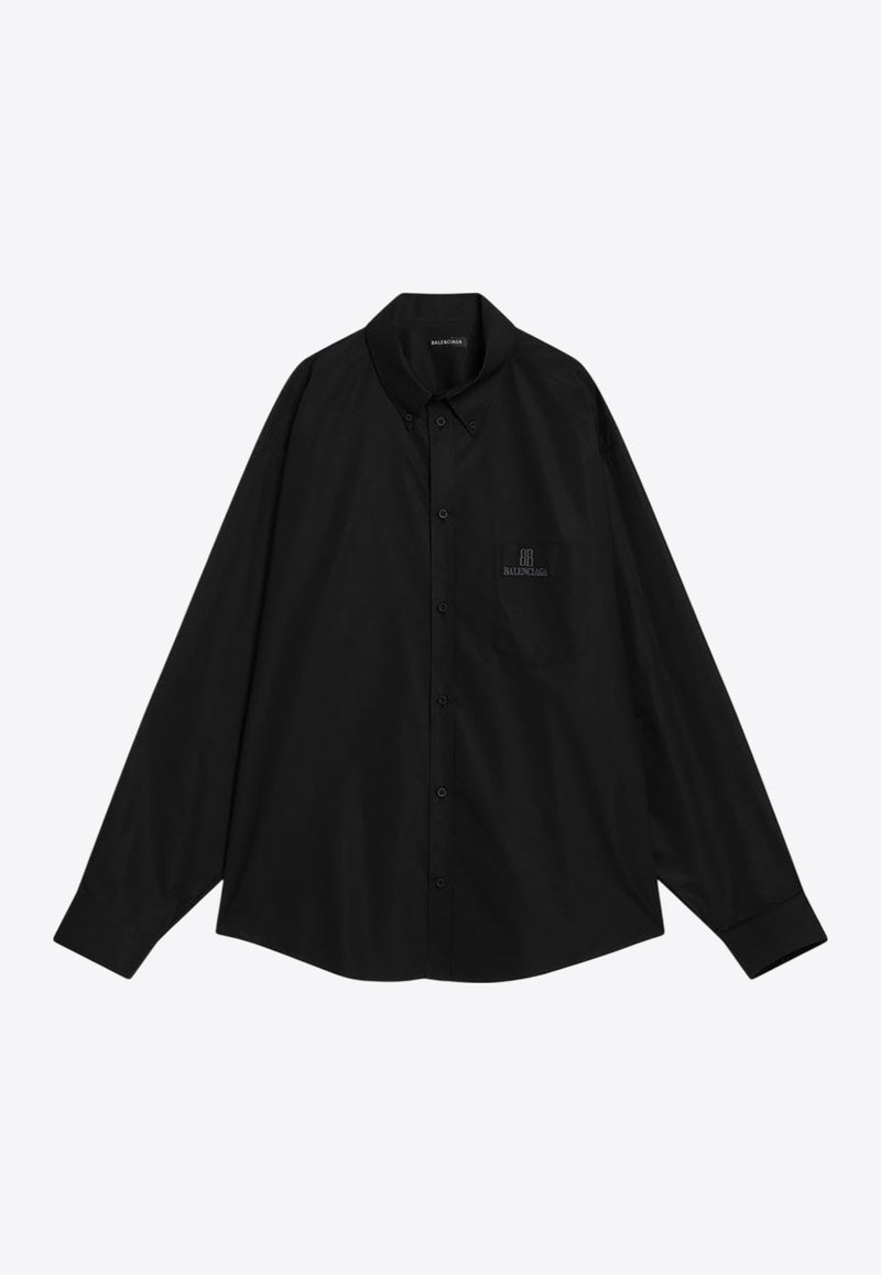 Balenciaga Nano BB Logo Buttoned Shirt  Black 839219TRM28/R_BALEN-1000
