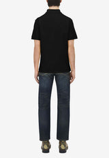 Alexander McQueen Embroidered Logo Polo T-shirt Black 839229QXAAK 1000