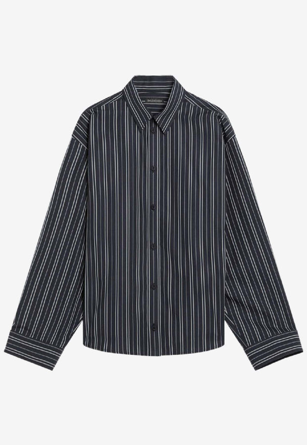 Balenciaga Striped Long-Sleeved Shirt Navy 839277TSM14/R_BALEN-8209