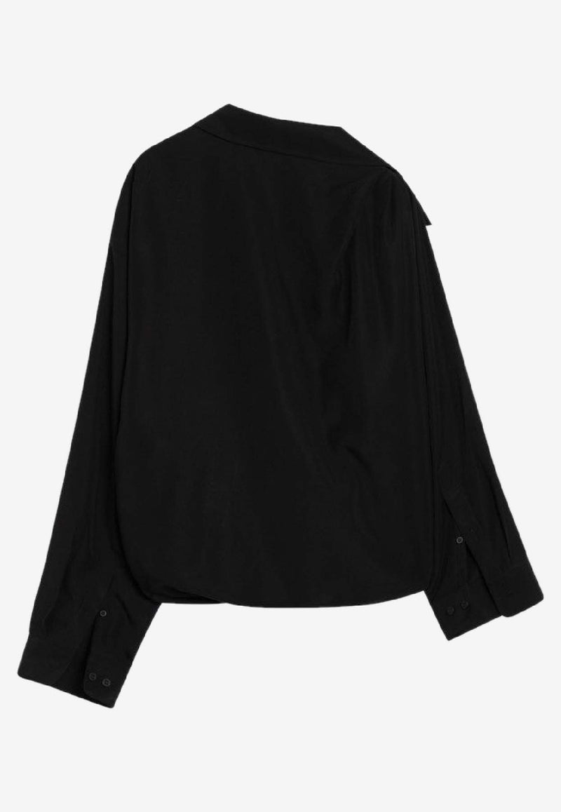 Balenciaga One-Shoulder Poplin Shirt Black 839287TRO37/R_BALEN-1000