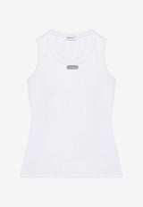 Alexander McQueen Placket Ribbed Tank Top White 839507QLAER 9000
