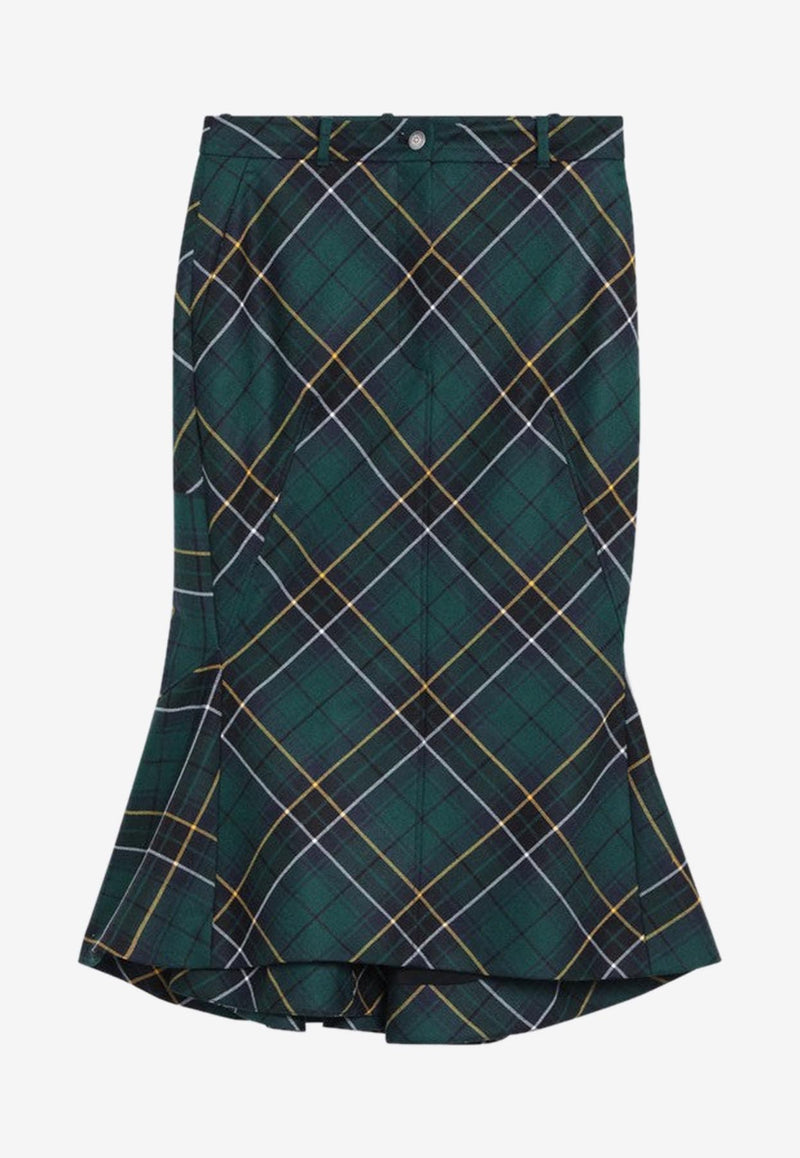 Alexander McQueen Tartan Check Flared Skirt Green 839654QJAFI/R_ALEXQ-4348