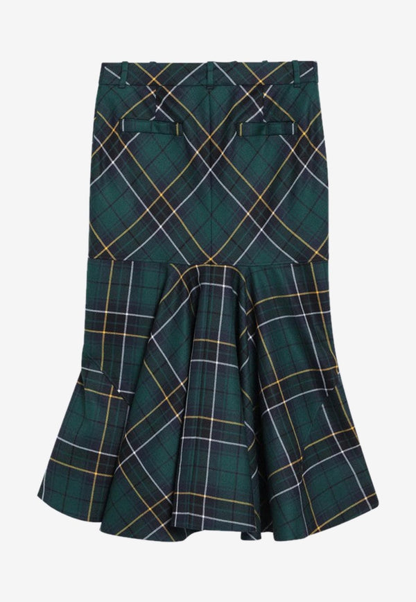 Alexander McQueen Tartan Check Flared Skirt Green 839654QJAFI/R_ALEXQ-4348
