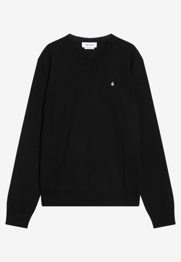 Alexander McQueen Inverted Skull Wool Knit Sweater Black 839686Q1BEC/R_ALEXQ-1218