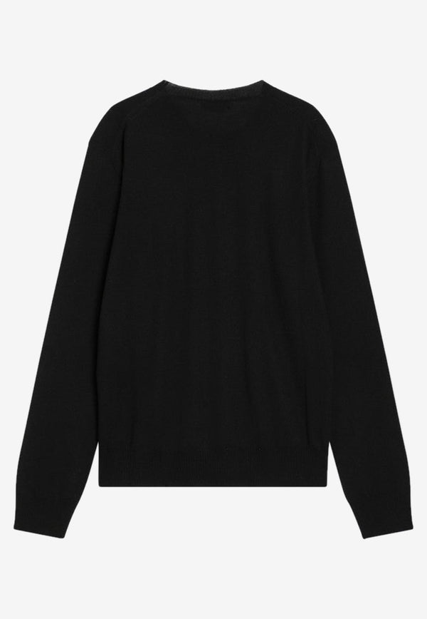 Alexander McQueen Inverted Skull Wool Knit Sweater Black 839686Q1BEC/R_ALEXQ-1218