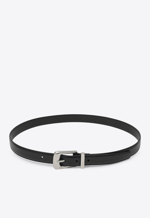Saint Laurent Folk-Buckle Leather Belt Black 839769AAEJE/R_YSL-1000