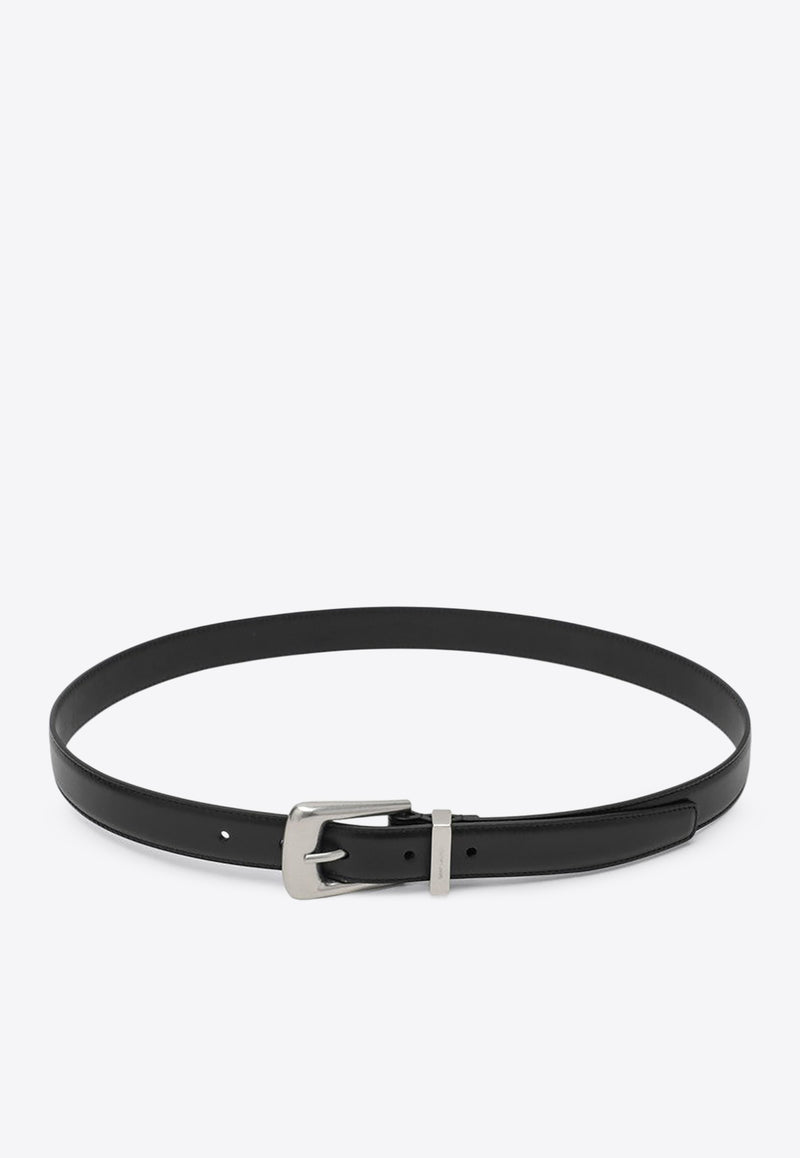 Saint Laurent Folk-Buckle Leather Belt Black 839769AAEJE/R_YSL-1000