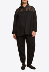 Mat Fashion Semi-Sheer Oversized Hooded Sweatshirt Black 8401.1001.W_BLACK