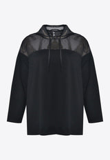 Mat Fashion Semi-Sheer Oversized Hooded Sweatshirt Black 8401.1001.W_BLACK