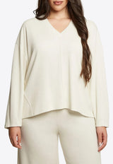 Mat Fashion V-neck Knitted Sweater Off-white 8401.1029.W_OFF-WHITE