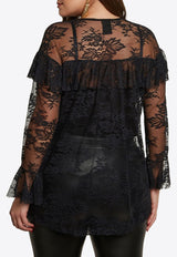 Mat Fashion Sheer Lace Ruffled Top Black 8401.1042.W_BLACK