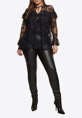 Mat Fashion Sheer Lace Ruffled Top Black 8401.1042.W_BLACK