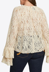Mat Fashion Ruffled Lace Blouse Cream 8401.1043.W_CREAM