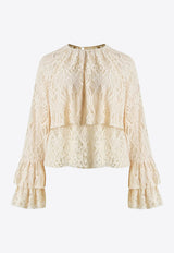 Mat Fashion Ruffled Lace Blouse Cream 8401.1043.W_CREAM