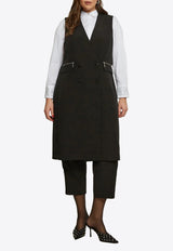 Mat Fashion Double-Breasted Long Vest Black 8401.3009.W_BLACK