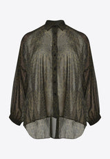 Mat Fashion Leopard Print Semi-Sheer Shirt Green 8401.3026.W_GREEN