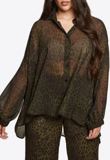 Mat Fashion Leopard Print Semi-Sheer Shirt Green 8401.3026.W_GREEN