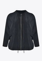 Mat Fashion Zipped Taffeta Gathered Jacket Black 8401.4041.W_BLACK