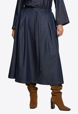 Mat Fashion Midi Denim Skirt with Belt Denim 8401.6016.W_DENIM