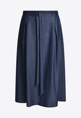 Mat Fashion Midi Denim Skirt with Belt Denim 8401.6016.W_DENIM