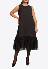 Mat Fashion Pinstripe Midi Dress with Lace-Hem Black 8401.7046.W_BLACK