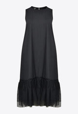 Mat Fashion Pinstripe Midi Dress with Lace-Hem Black 8401.7046.W_BLACK