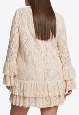 Mat Fashion Ruffled Lace Mini Dress Cream 8401.7049.W_CREAM