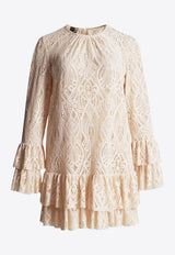 Mat Fashion Ruffled Lace Mini Dress Cream 8401.7049.W_CREAM