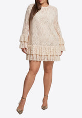 Mat Fashion Ruffled Lace Mini Dress Cream 8401.7049.W_CREAM