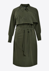 Mat Fashion Trench Coat with Belt and Cape Green 8403.4023.Ν.W_GREEN