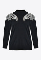 Mat Fashion Embellished-Shoulders Knit Top Black 8404.1014.Ν.W_BLACK