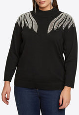 Mat Fashion Embellished-Shoulders Knit Top Black 8404.1014.Ν.W_BLACK