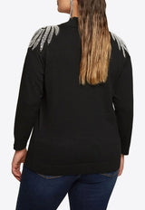 Mat Fashion Embellished-Shoulders Knit Top Black 8404.1014.Ν.W_BLACK
