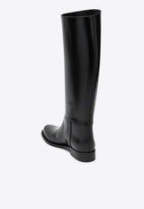 Saint Laurent Julia Knee-High Leather Boots Black 840698AAEHR/R_YSL-1000