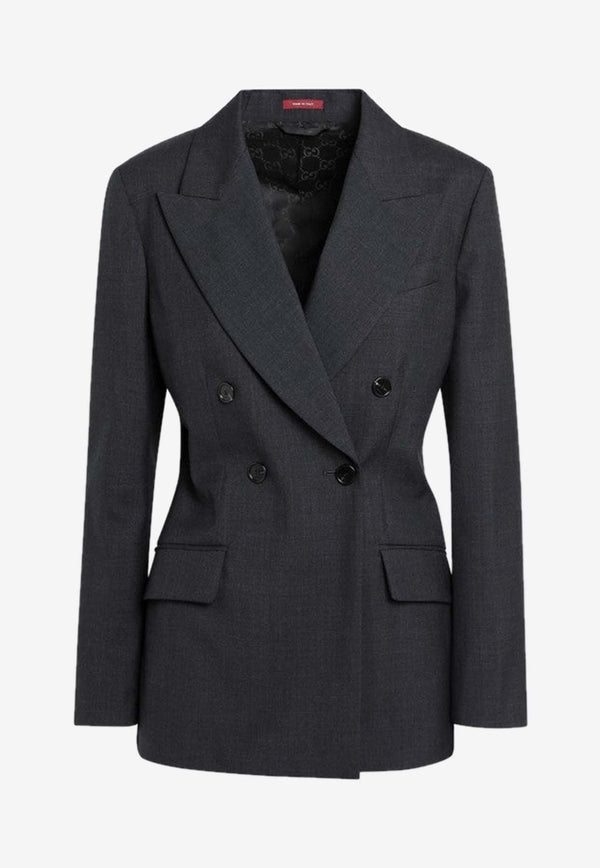 Gucci Double-Breasted Wool Blazer Gray 840785Z7ASP/R_GUC-1054