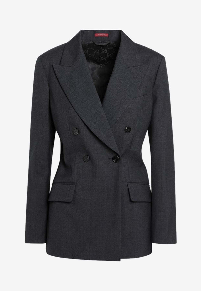 Gucci Double-Breasted Wool Blazer Gray 840785Z7ASP/R_GUC-1054