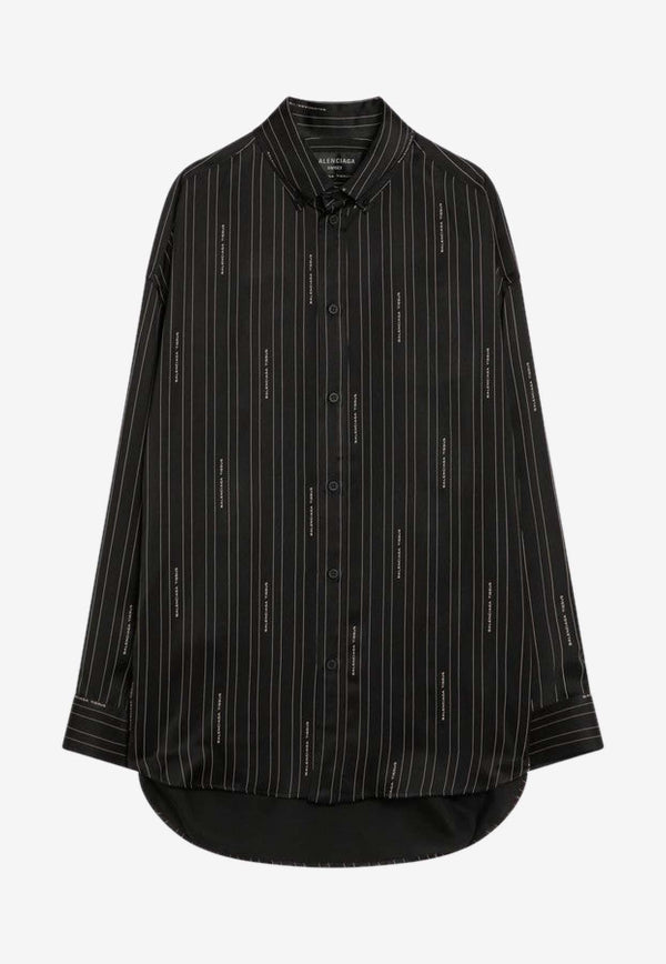 Balenciaga Pinstriped Long-Sleeved Shirt Black 841012TSLA6/R_BALEN-1264