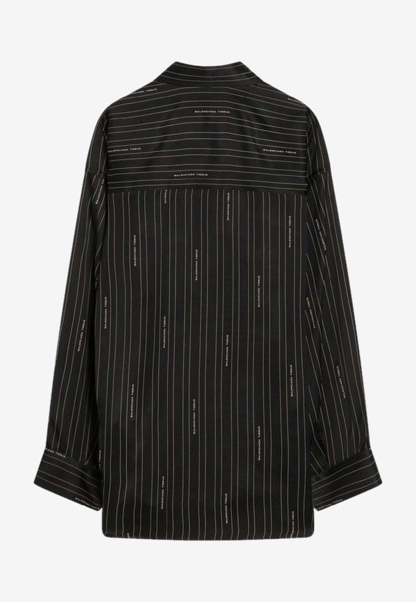 Balenciaga Pinstriped Long-Sleeved Shirt Black 841012TSLA6/R_BALEN-1264