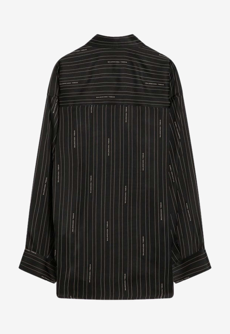 Balenciaga Pinstriped Long-Sleeved Shirt Black 841012TSLA6/R_BALEN-1264
