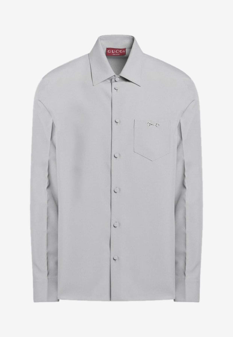 Gucci Horsebit Long-Sleeved Shirt Gray 841624ZAFKB/R_GUC-1091