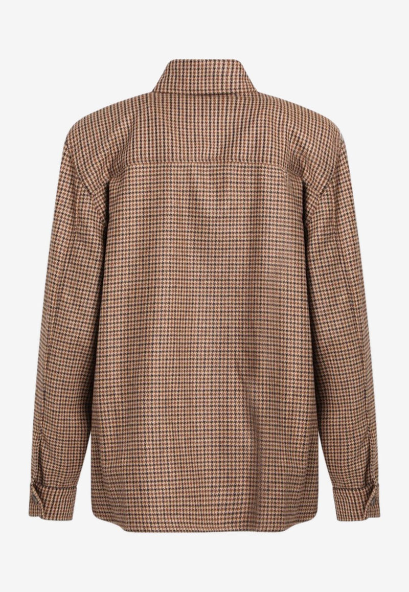 Saint Laurent Houndstooth Wool-Blend Shirt Beige 843378YZ9CH/R_YSL-9773