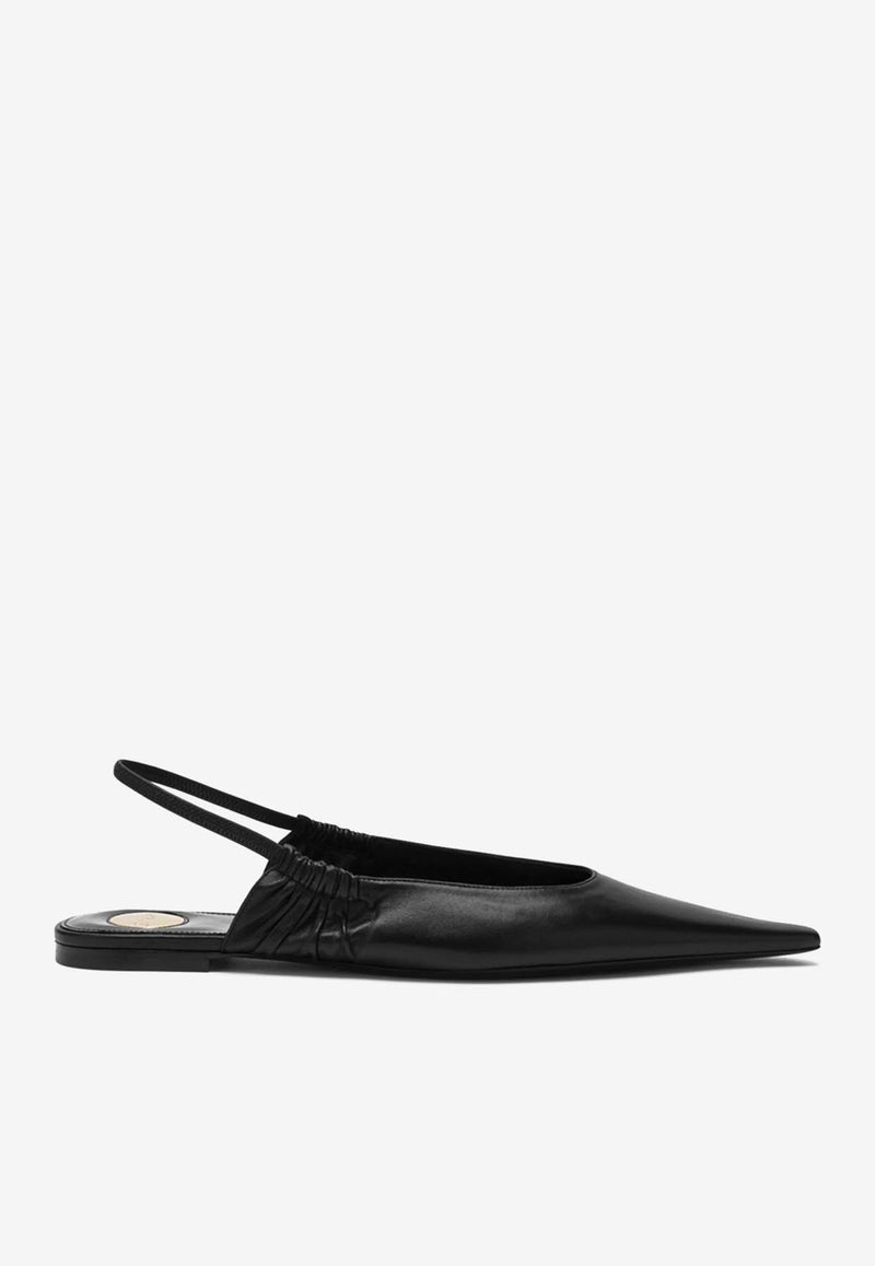 Saint Laurent Anne-Marie Slingback Leather Flats Black 844421AADF1/R_YSL-1000