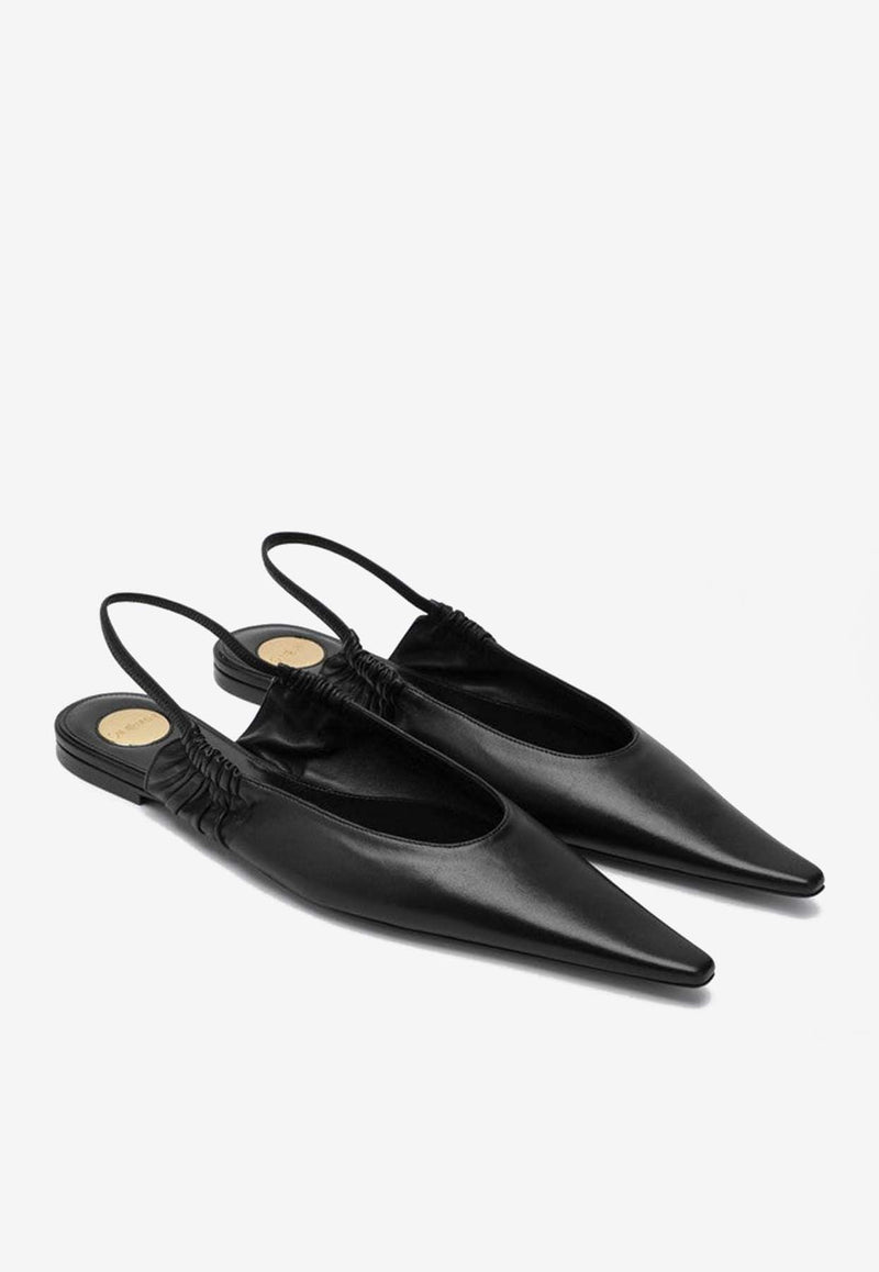 Saint Laurent Anne-Marie Slingback Leather Flats Black 844421AADF1/R_YSL-1000