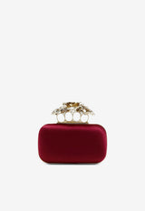 Alexander McQueen Carnation Knuckle Clutch Bag Crimson 8456481HBC4 6100