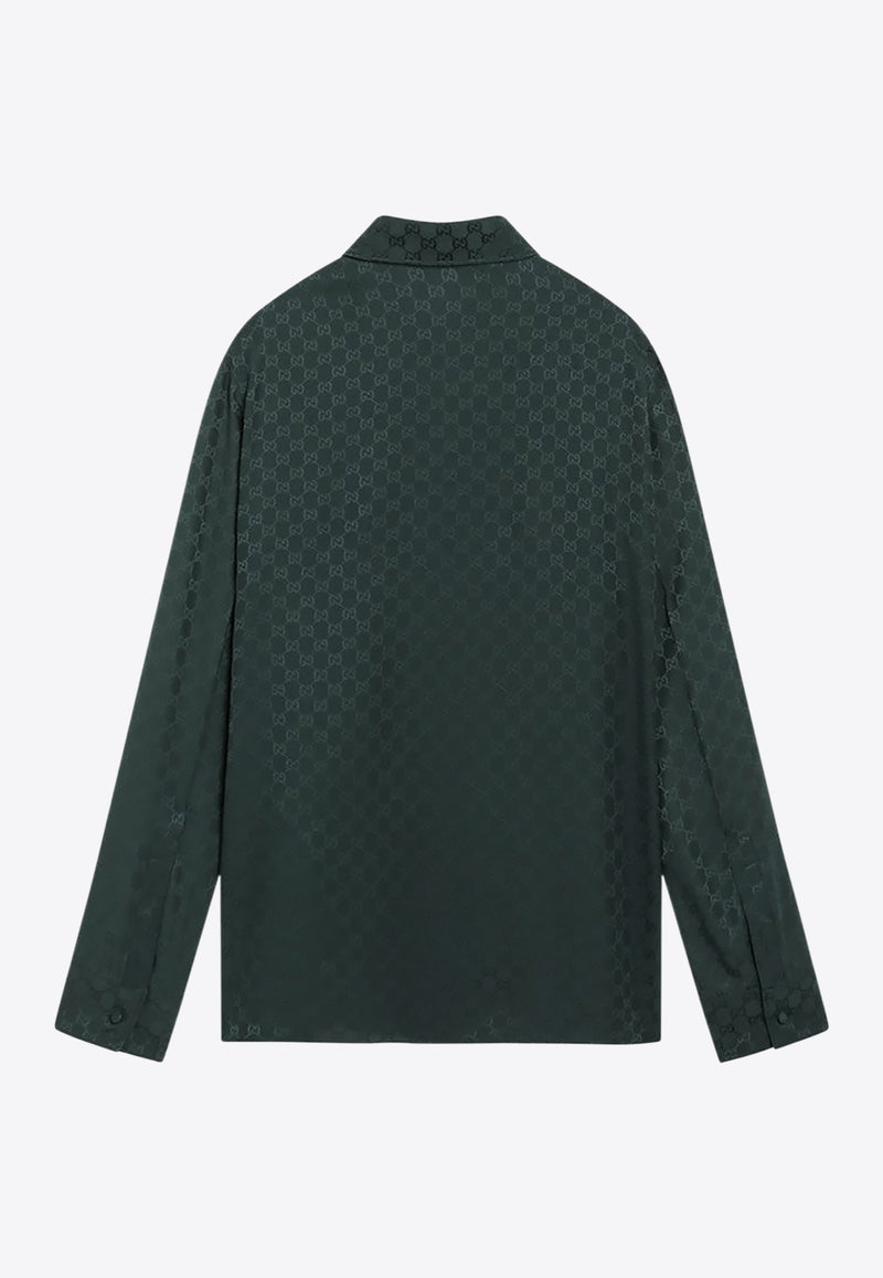 Gucci GG Jacquard Silk Shirt Green 847034ZATF9/R_GUC-3514