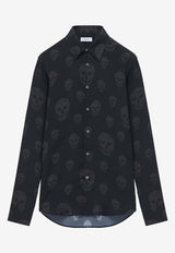 Alexander McQueen Skull Print Long-Sleeved Shirt Black 847303QRACU 1287