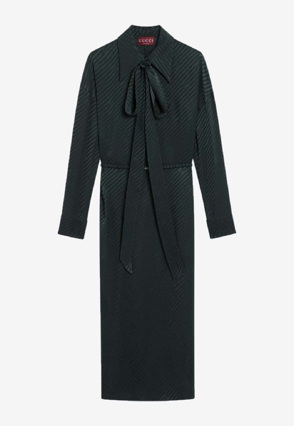 Gucci GG Jacquard Silk Wrap Dress Green 847325ZAM5B/R_GUC-3514